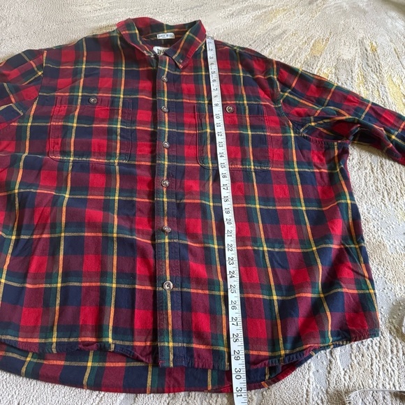 Duluth Trading shirt red navy tartan plaid relaxed fit button front flannel 2XL - Picture 6 of 8